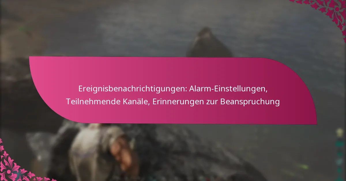 Ereignisbenachrichtigungen: Alarm-Einstellungen, Teilnehmende Kanäle, Erinnerungen zur Beanspruchung