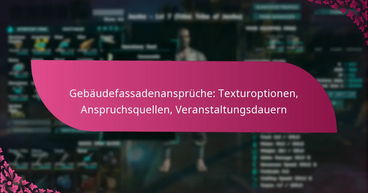 Gebäudefassadenansprüche: Texturoptionen, Anspruchsquellen, Veranstaltungsdauern