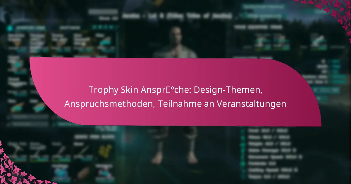 Trophy Skin Ansprüche: Design-Themen, Anspruchsmethoden, Teilnahme an Veranstaltungen